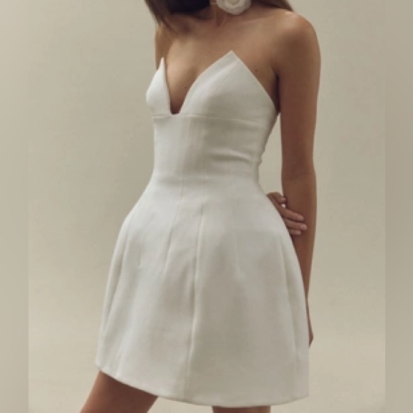 Anthropologie Bardot Mirian Strapless Hourglass Mini Dress 8 Wedding White - Picture 2 of 11
